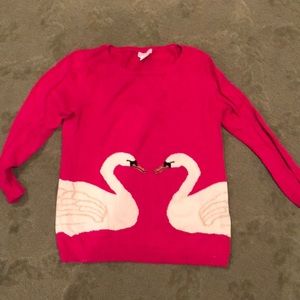 Hot Pink Swan Sweater - 3/4 Sleeve